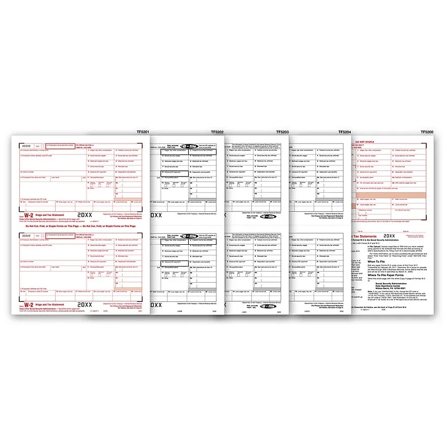 W-2 Tax Forms Sets, Laser, 4-Part - 50 Sets/Pk 1
