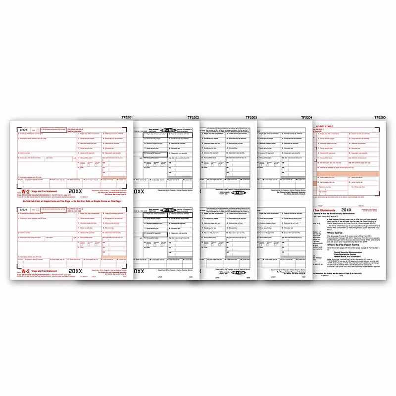W-2 Tax Forms Sets, Laser, 4-Part - 50 Sets/Pk