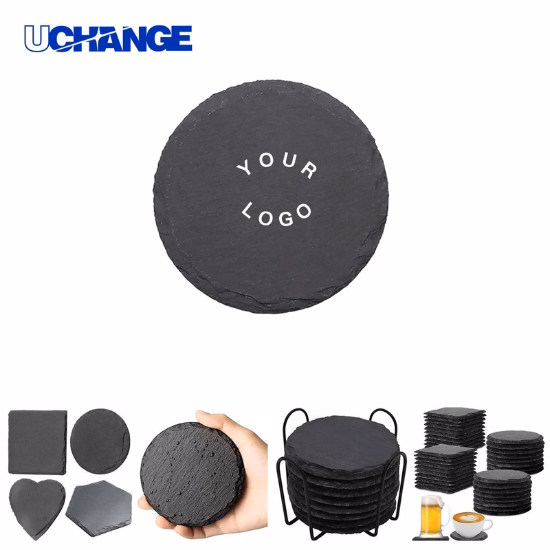 Natural Stone Coaster with Rustic Slate Texture for Bars