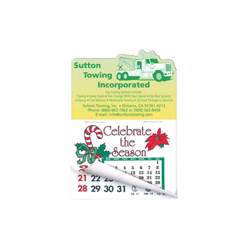 Tow Truck Shape Calendar Pad Magnets W/Tear Away Calendar