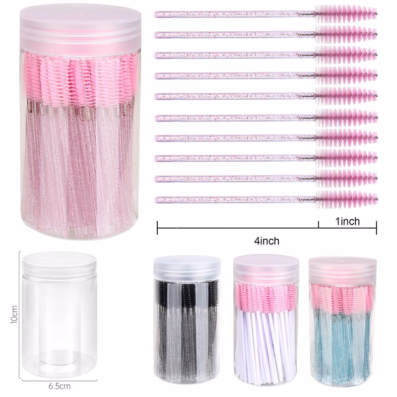 100pcs Disposable Mascara Eyelash Brushes with Container