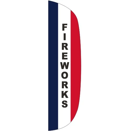 "FIREWORKS" 3' x 15' Message Flutter Flag 1
