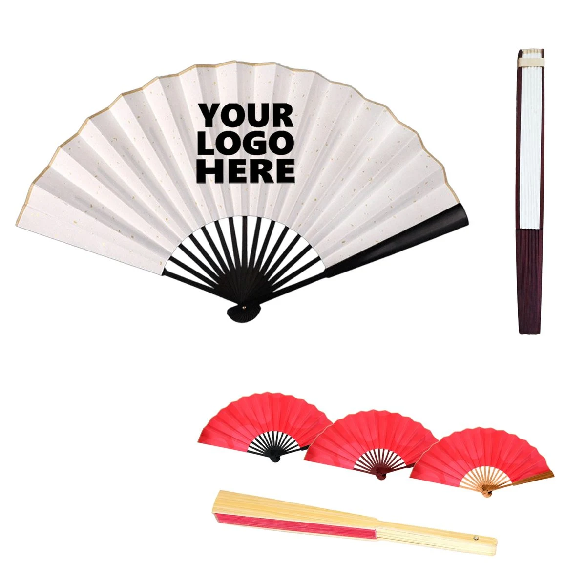 MOQ50 10 Inch Faux Ebony Traditional Paper Hand Fan 1