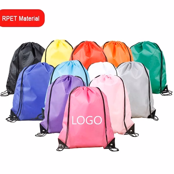 Rpet 190T polyester drawstring backpack-14x18