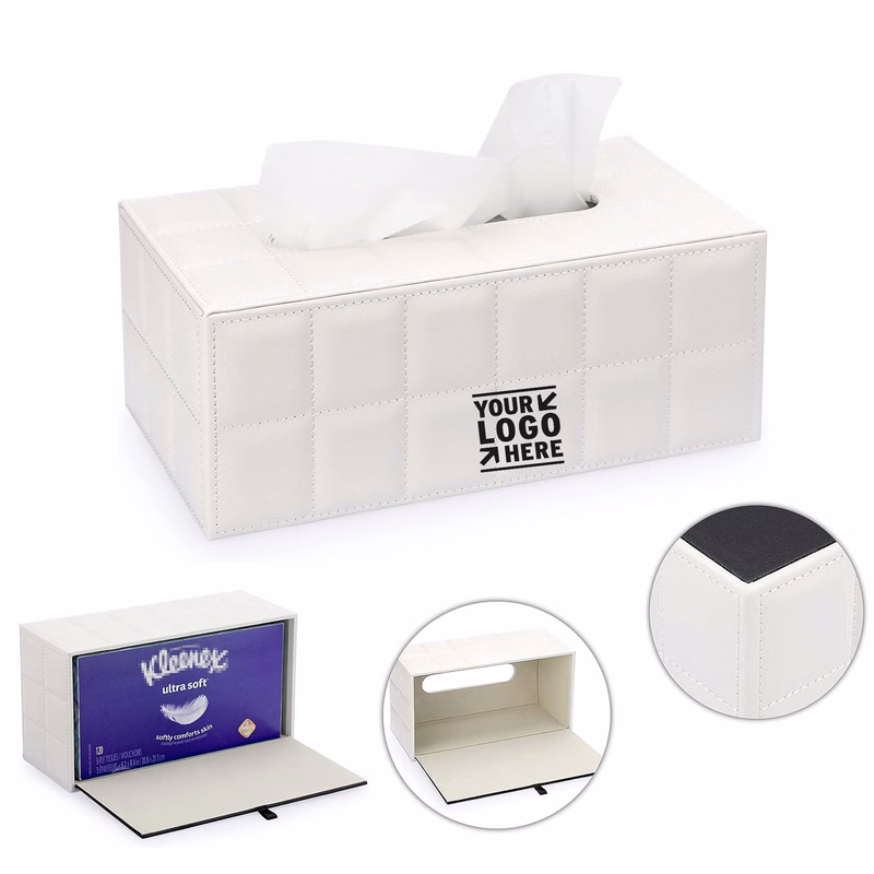  Vanity Dresser Magnetic Bottom Rectangular Leather Stylish Decorative PU Tissue Box Holder With Co