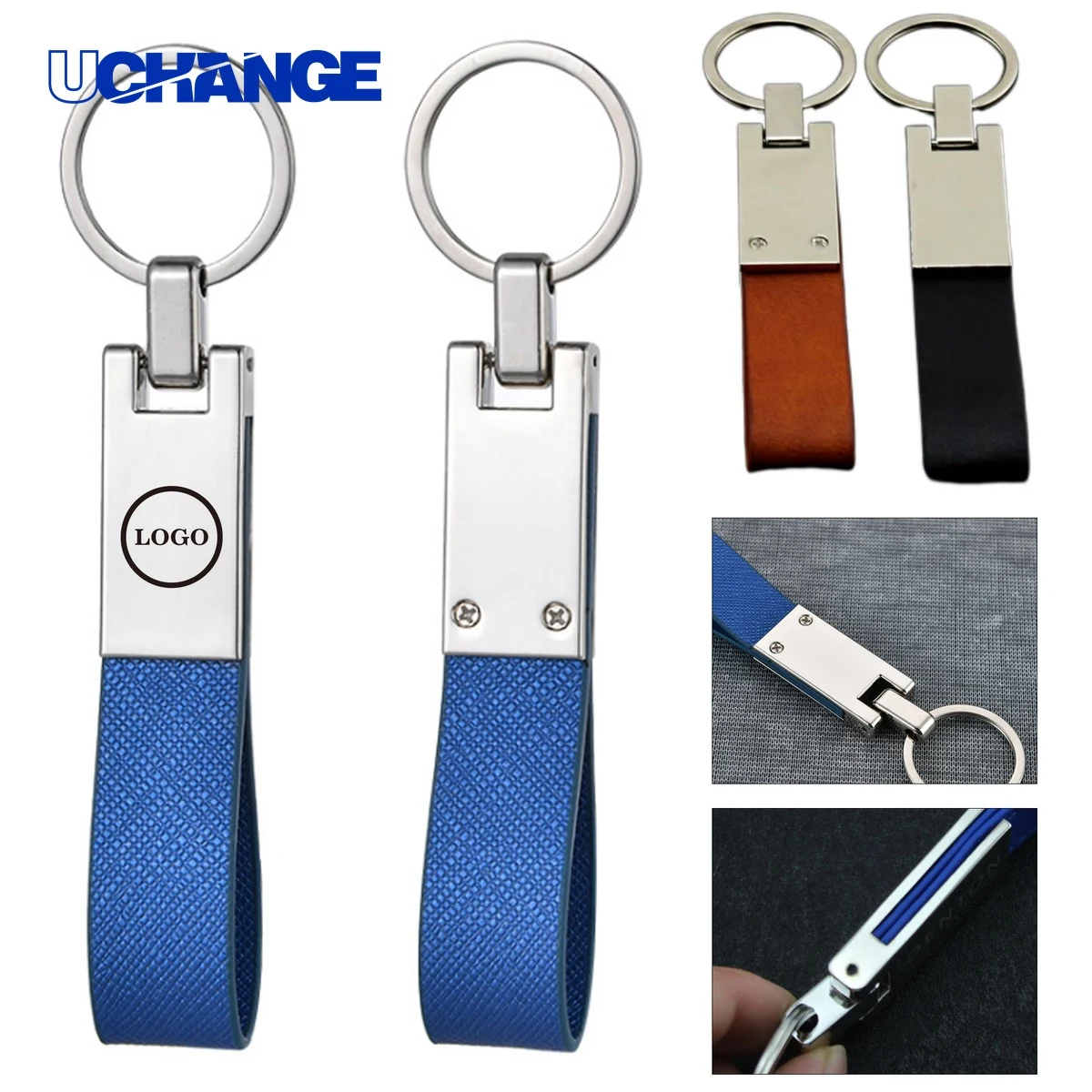 Leather Keychain with Metal Accent 1