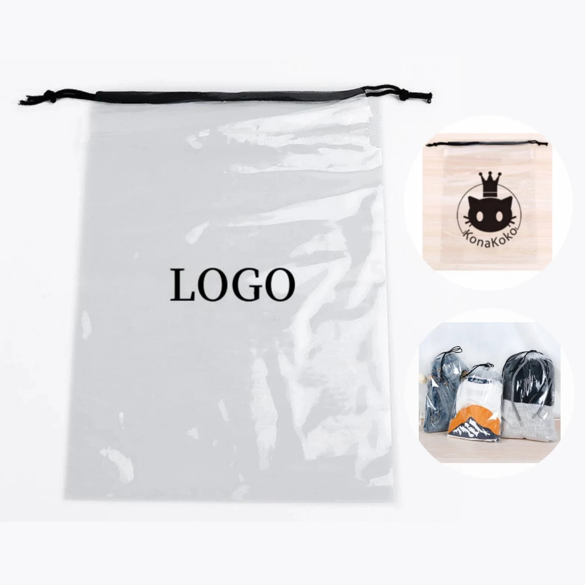 Disposable Clear Drawstring Bag 1