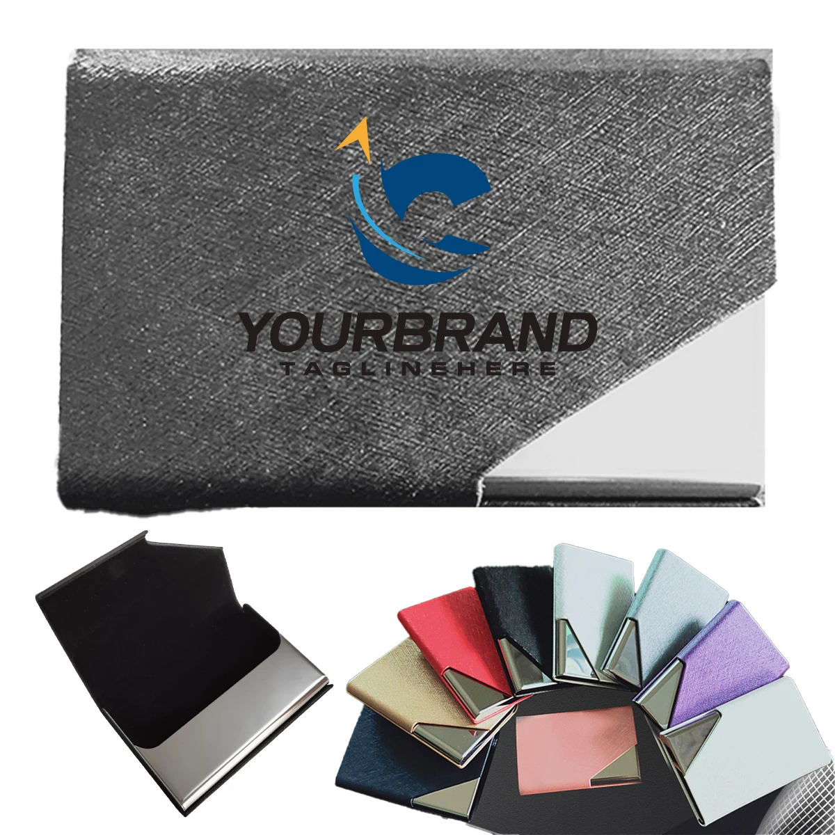 Business Stainless Steel Business Card Box PU Material 1