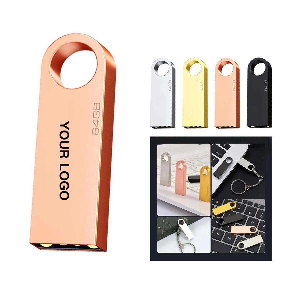 Metal USB Flash Drive 4GB with Keyring Attachment 1