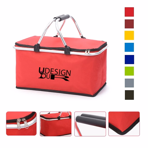 Aluminum Foldable Insulated Picnic Basket MOQ 20pcs
