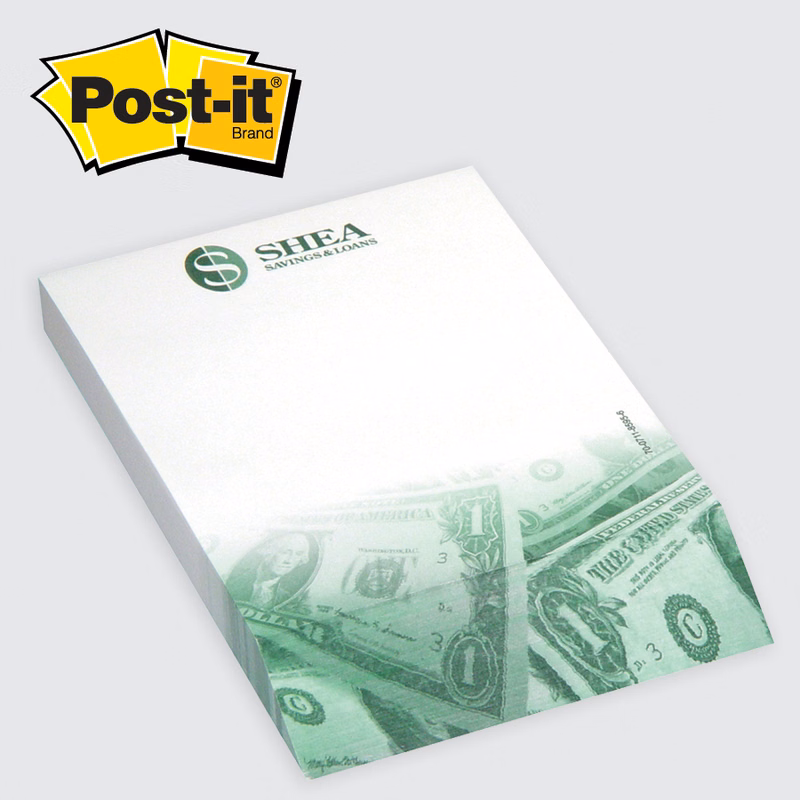 Post-it® Custom Printed Angle Note Pads —Rectangle - 4 x 5-3/4   Rectangle