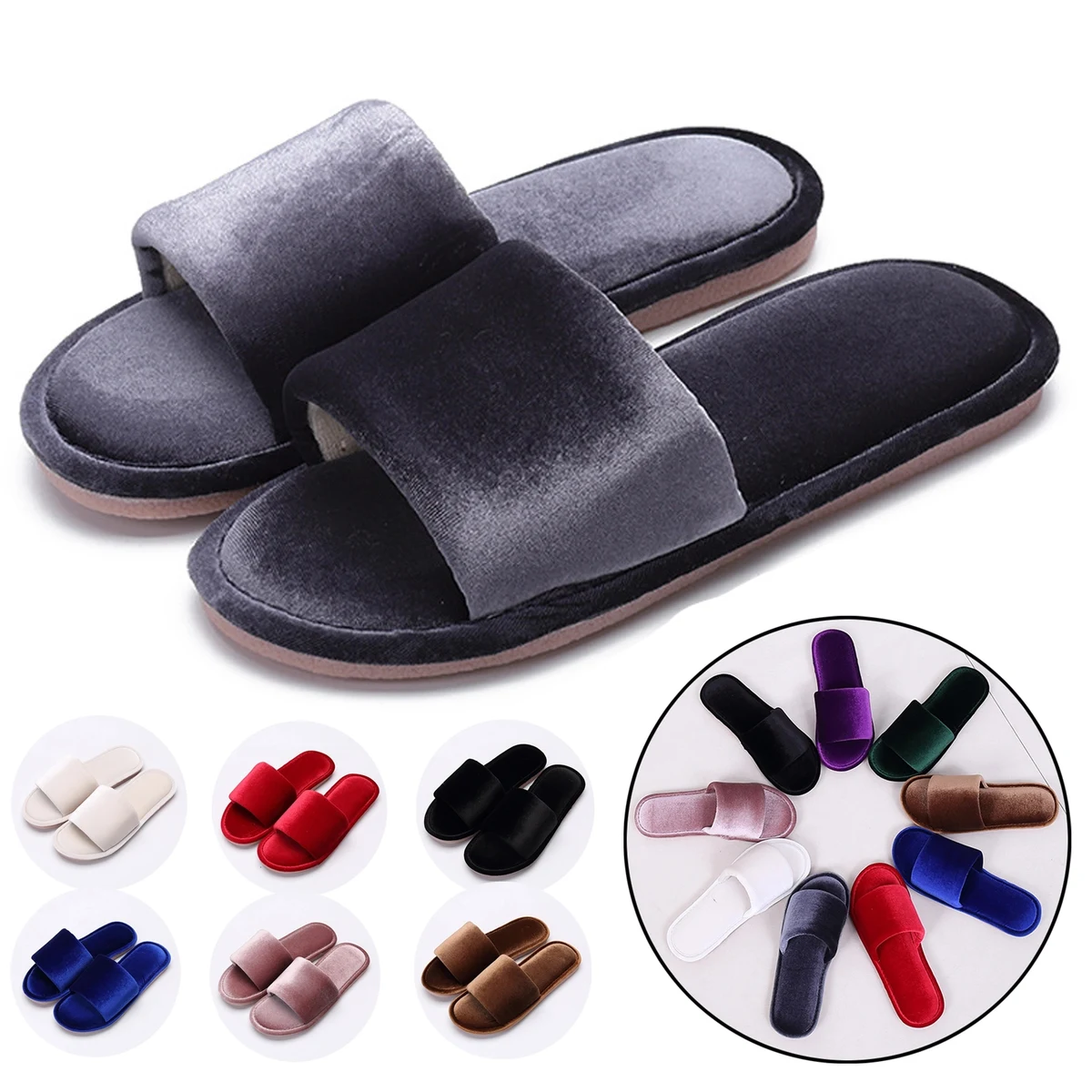 Velvet Non-Slip Indoor Slippers 1