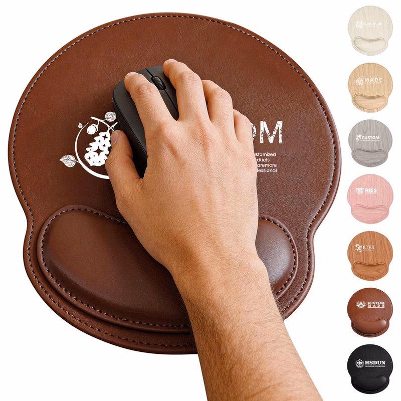 PU Leather Wrist Support Mouse Pad