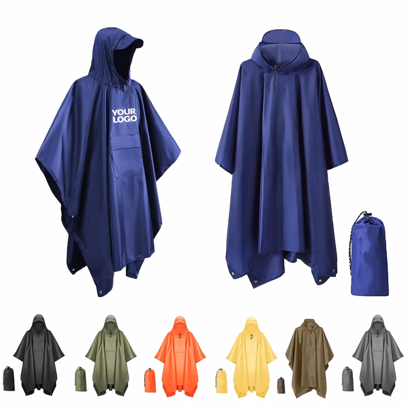 Hooded Rain Poncho For Adult With Pocket