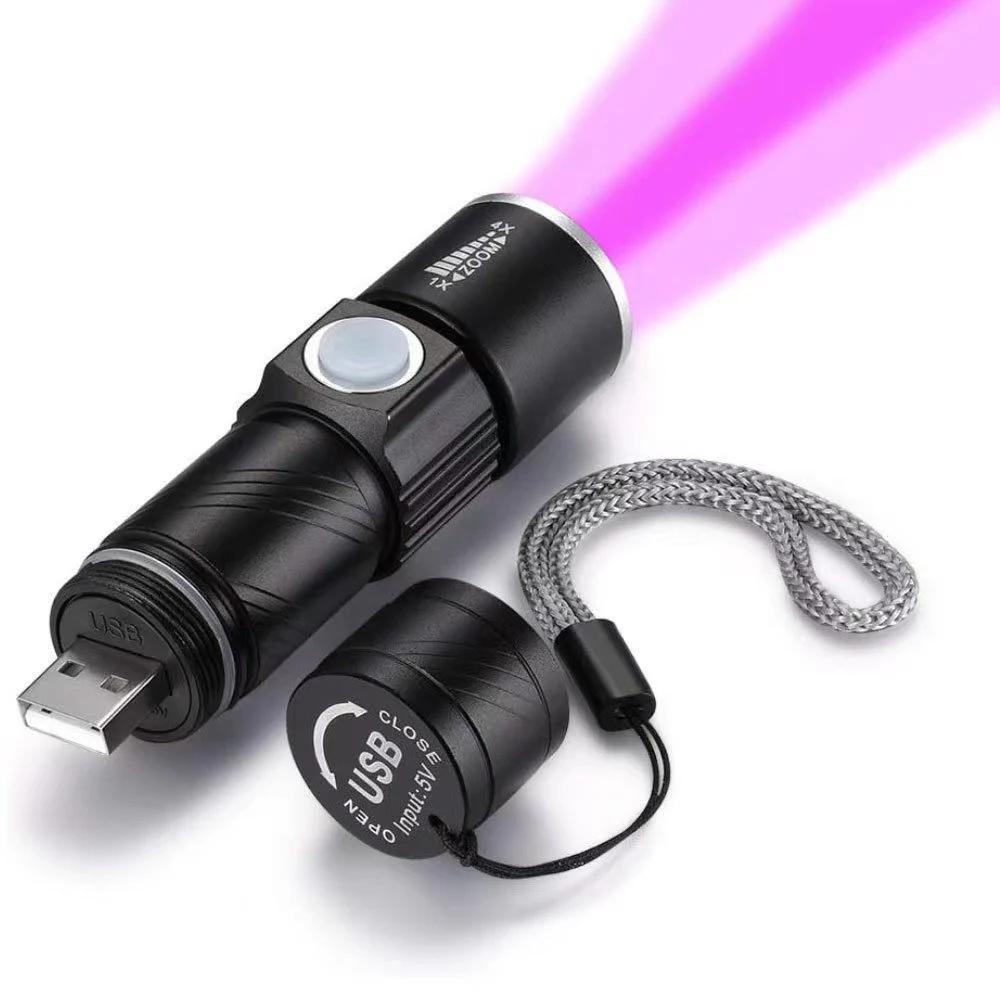 USB Rechargeable Portable Ultraviolet Flashlight 1