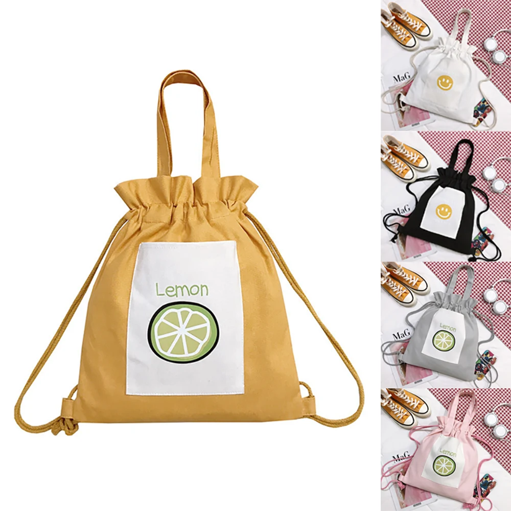 Zippered Canvas Drawstring Tote Bag with Pockets 1