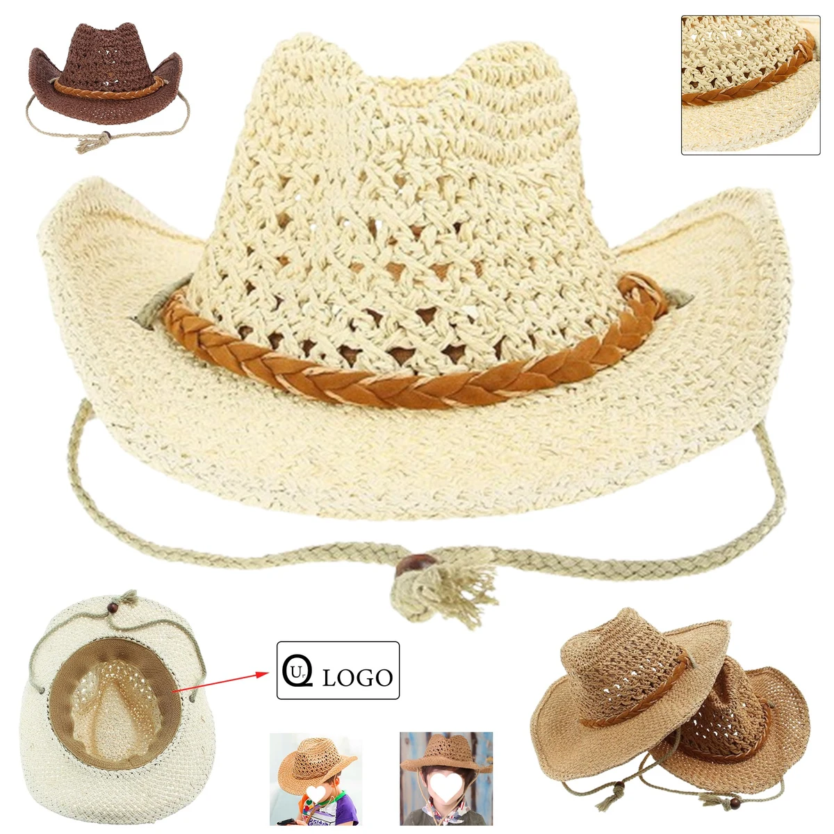 Travel Western Cowboy Straw Hat For Kids 1