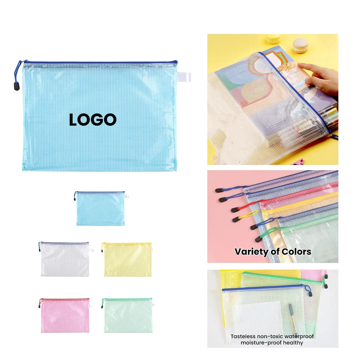 A4 Transparent Grid Zipper Bag 1