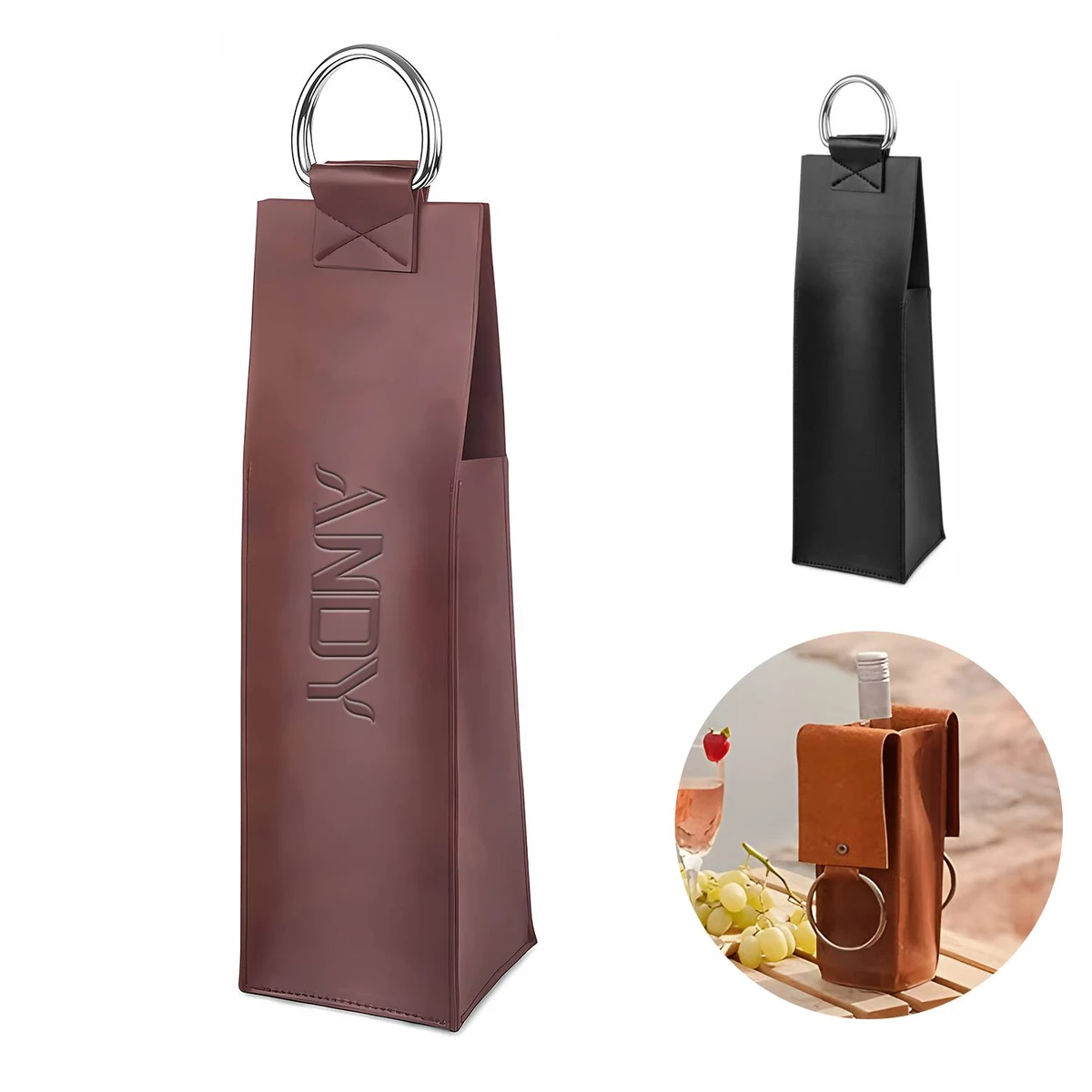 Leather 1-Bottle Wine Tote 1