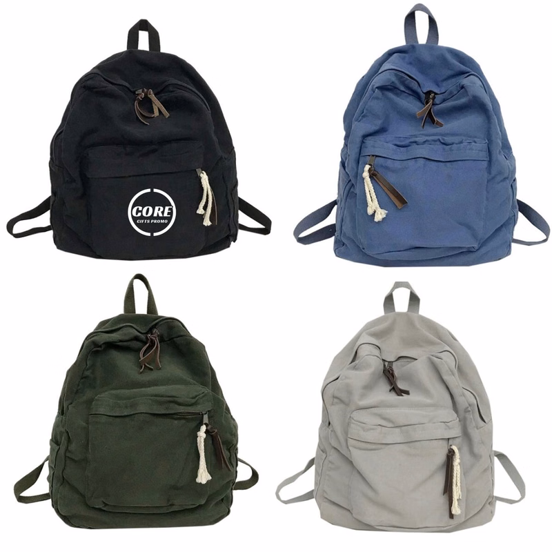 Washed Canvas Denim College Travel Backpack