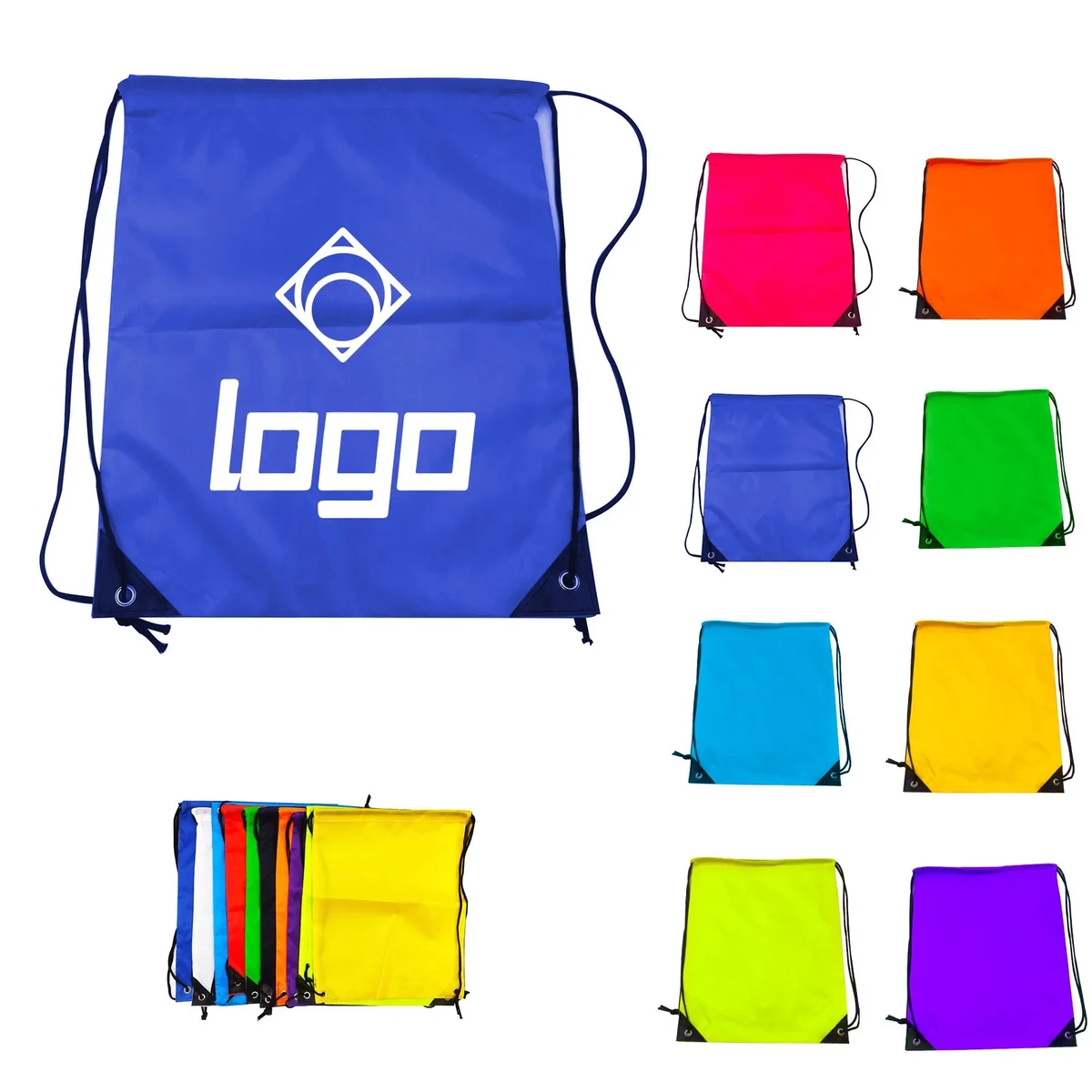 210D Polyester Drawstring Backpack With Reinforced Corner 1