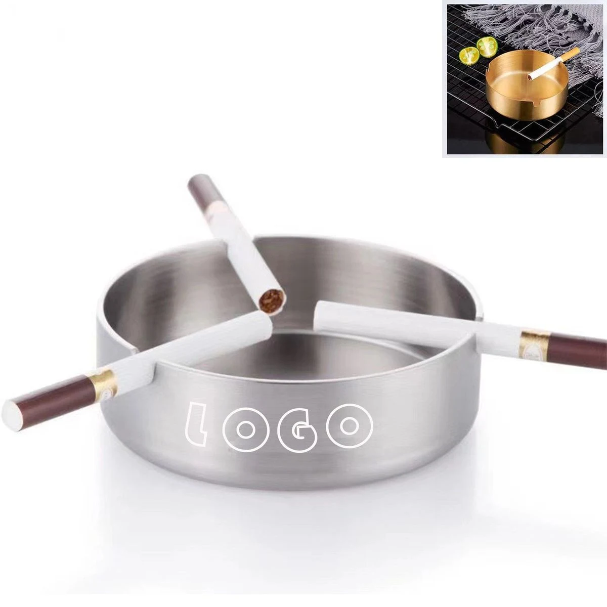 Ashtray Tabletop Round Stainless Steel 1