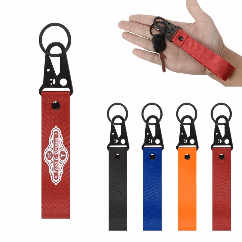 Polyester Wristband Motorcycle Keyring with Black Talon Buckle

