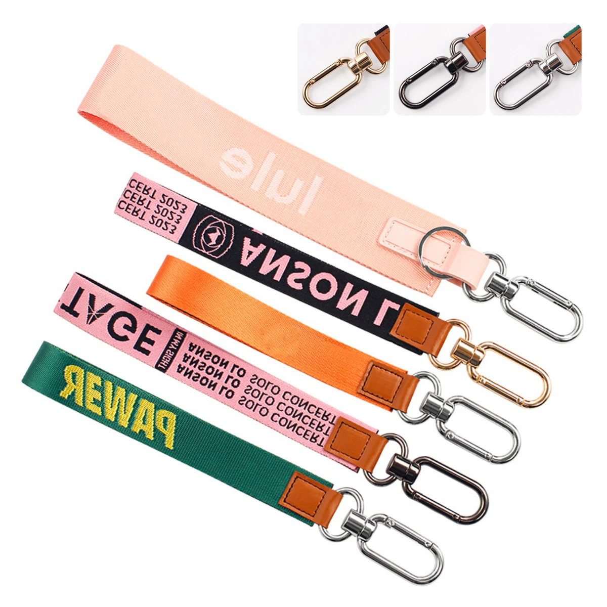 Custom Fabric Wrist Strap Keychain with Metal Hook 1