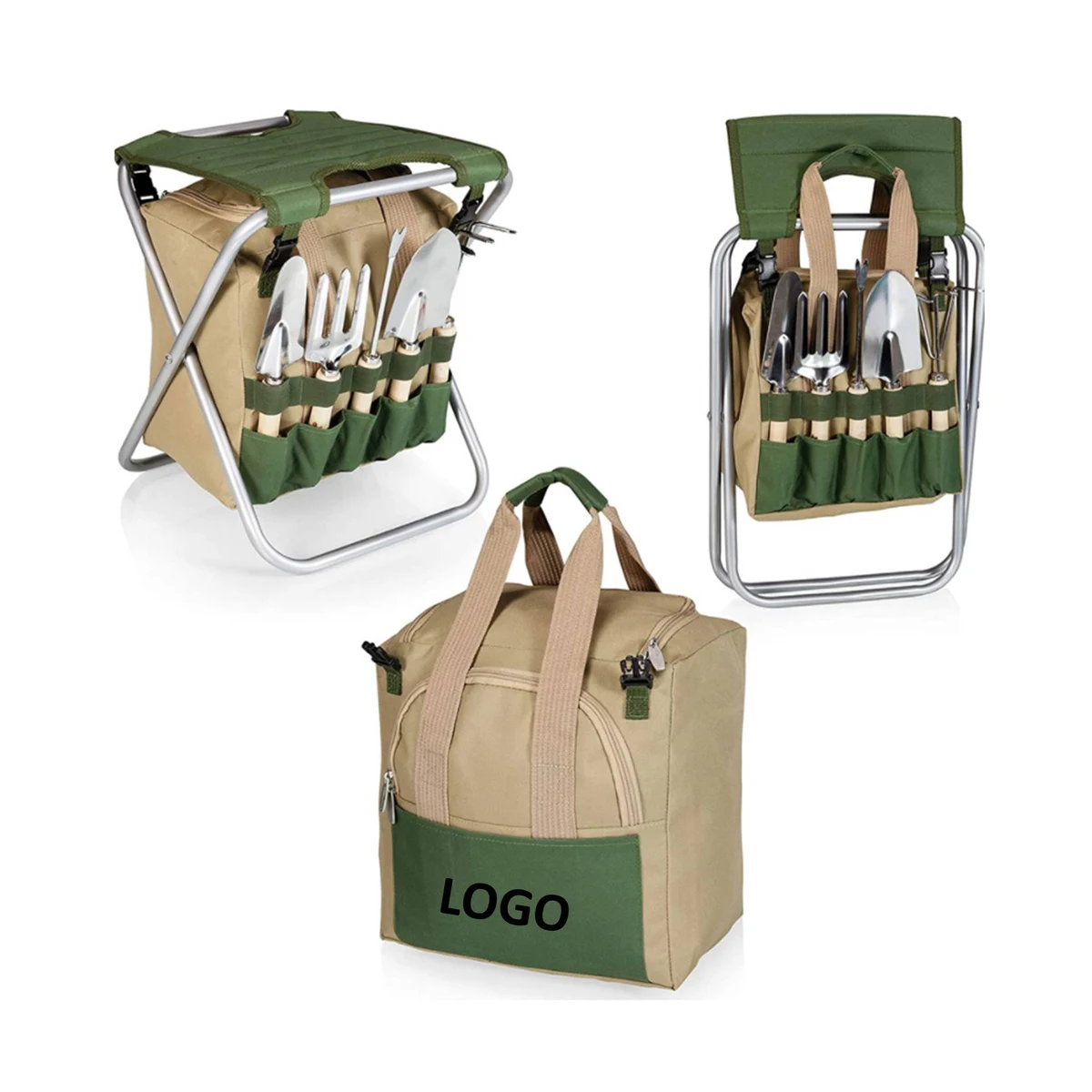 Foldable Stool With Garden Tools 1