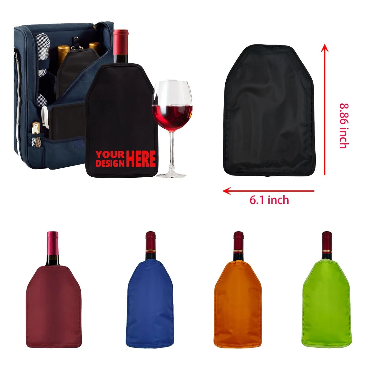 Gel Wine Cooler Bag, custom koozie with logo imprint 1