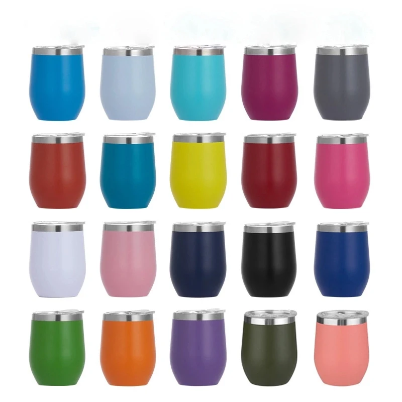 12oz Powder Coated Vacuum Insulated Wine Tumbler With Lid 1