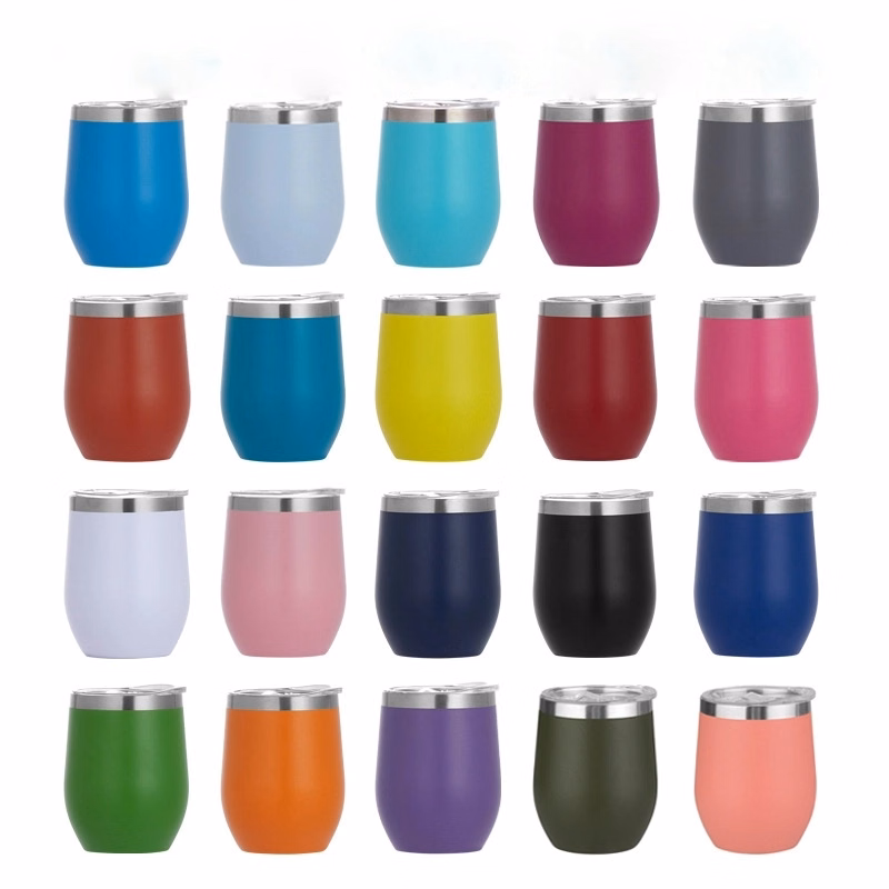 12oz Powder Coated Vacuum Insulated Wine Tumbler With Lid