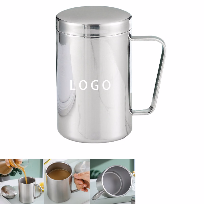 Stainless Steel Coffee Mug Tea Mug Lid Handle 10 Oz
