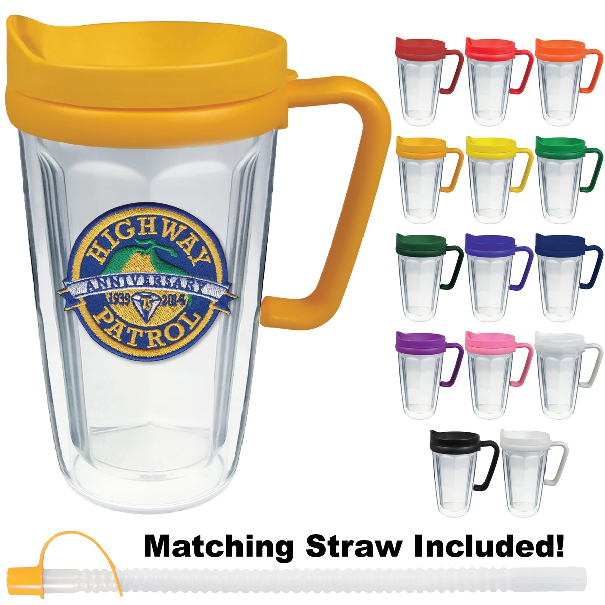16oz Thermal Dual Walled Travel Mug - Embroidered Emblem 1