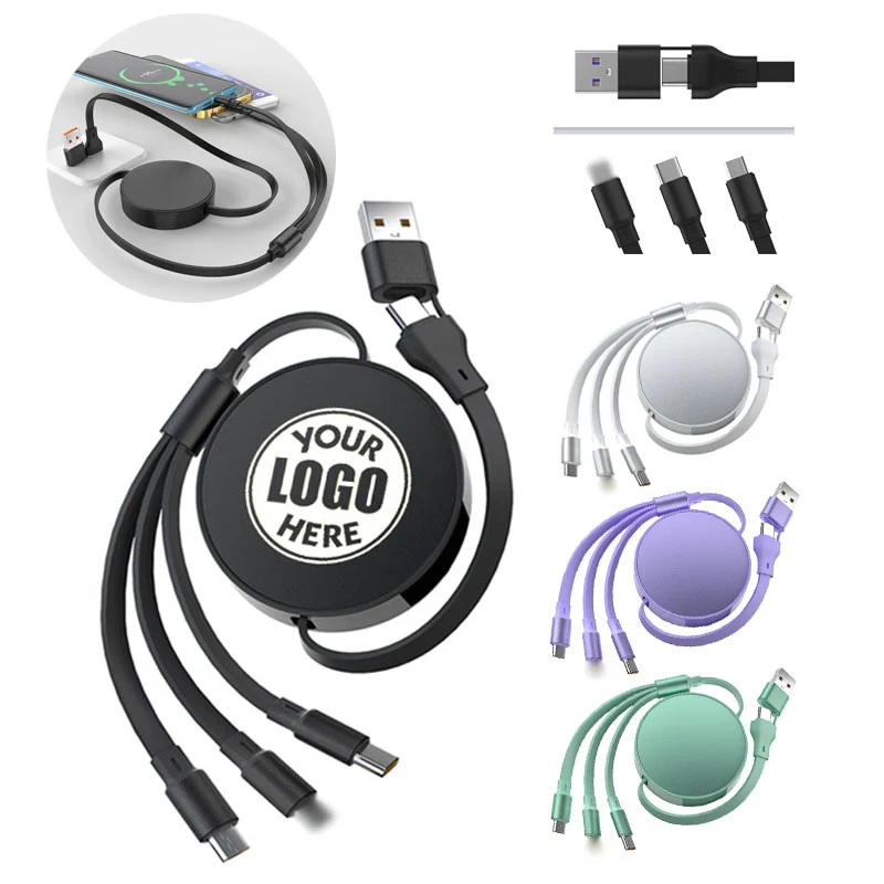 66W 5-in-1 Metal Retractable Fast Charging Cable Cord 1
