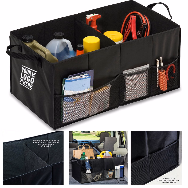 Black Folding Car Trunk Organizer Soft Storage Chest

