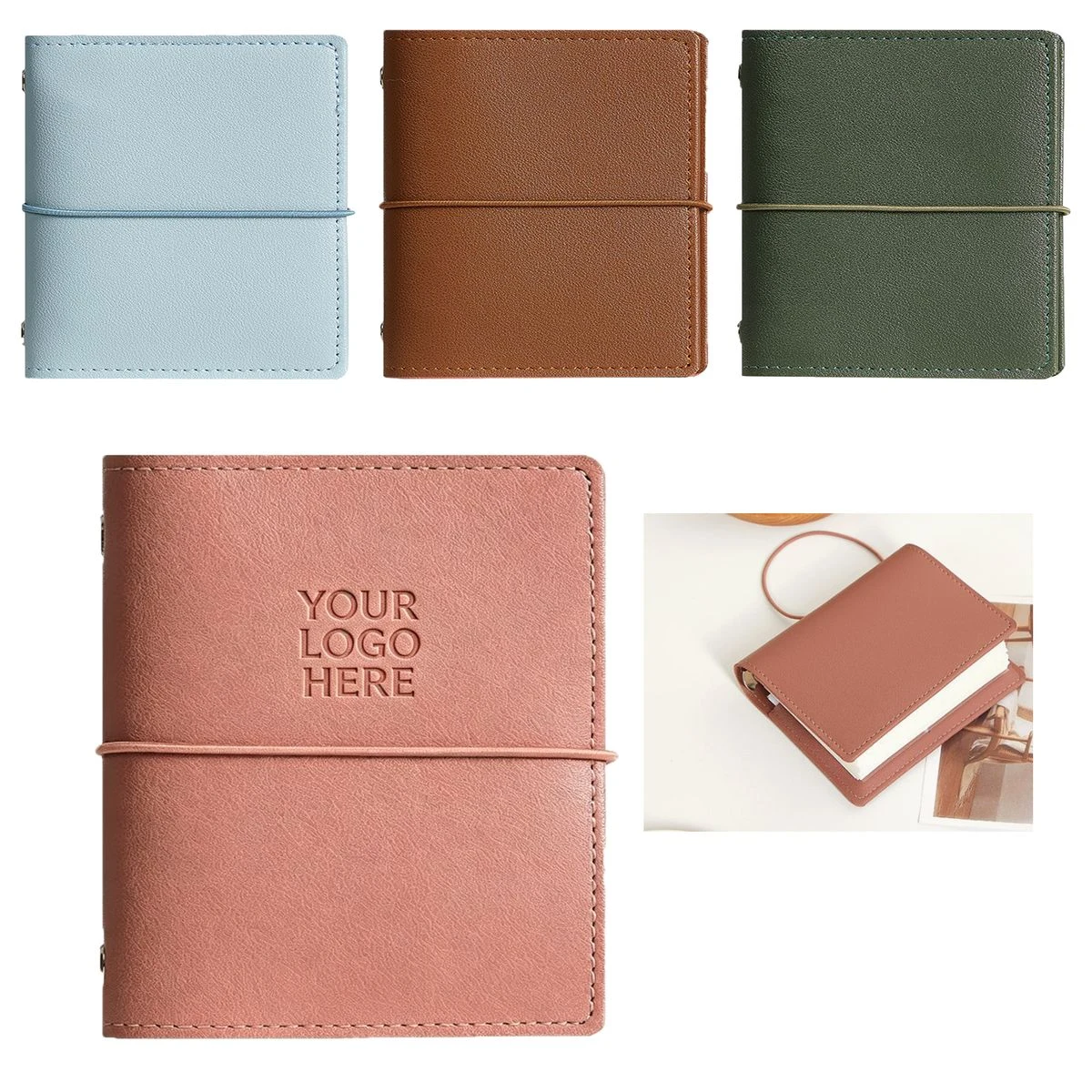 Custom Debossed Logo Mini PU Notepad 1