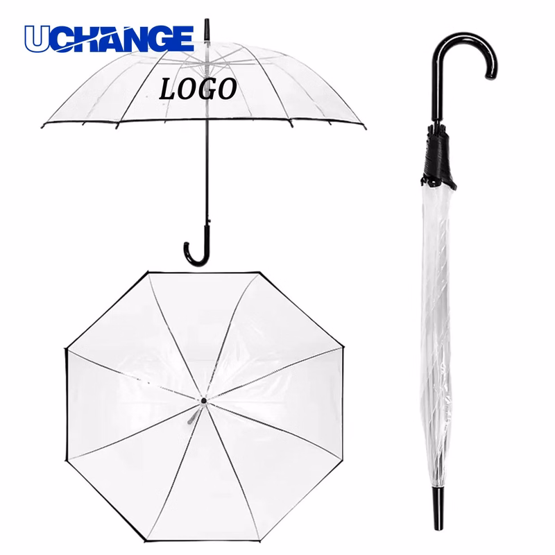 Transparent Long-Handle Advertising Umbrella with 8-Bone Frame