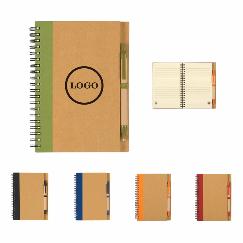 Kraft Cover Spiral Notebook & Pen