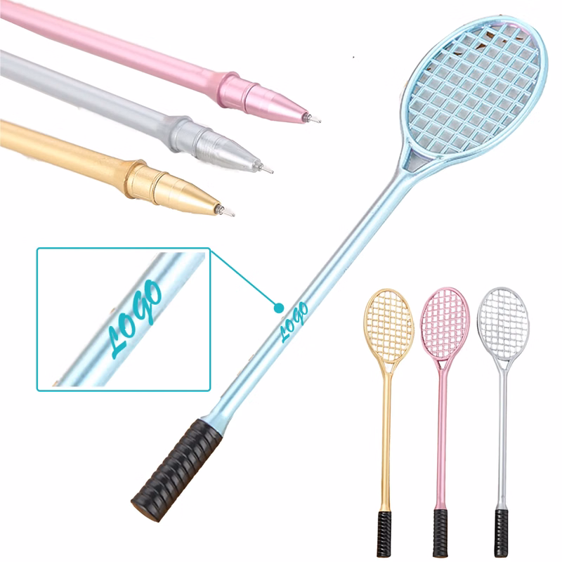 MOQ 30 Badminton Racket Shaped Black Pen Sports Theme