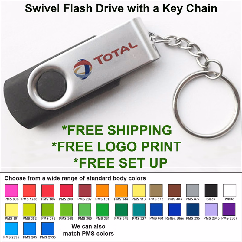 Swivel Silver Flash Drive with Key Chain - 512 MB