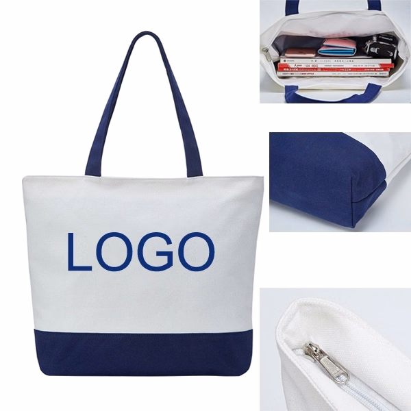 16 oz Canvas Tote Bag with Zipper