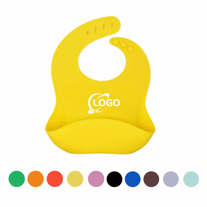 MOQ 20pcs Silicone Baby Bib With Food Catcher Pocket