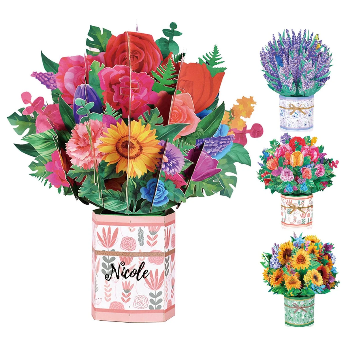 3D Bouquet Creative Greeting Card 1