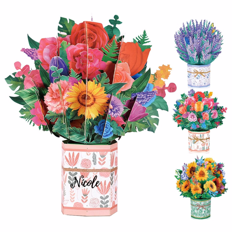 3D Bouquet Creative Greeting Card