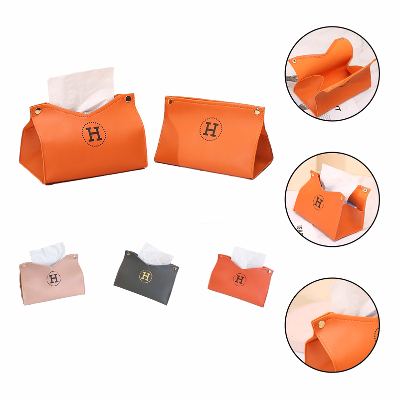 Modern PU Leather Tissue Box Holder Napkin Organizer