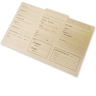 File Folder Legal Size - 2nd Tab Position - Printed with 1 PMS Color 1