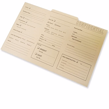 File Folder Legal Size - 2nd Tab Position - Printed with 1 PMS Color