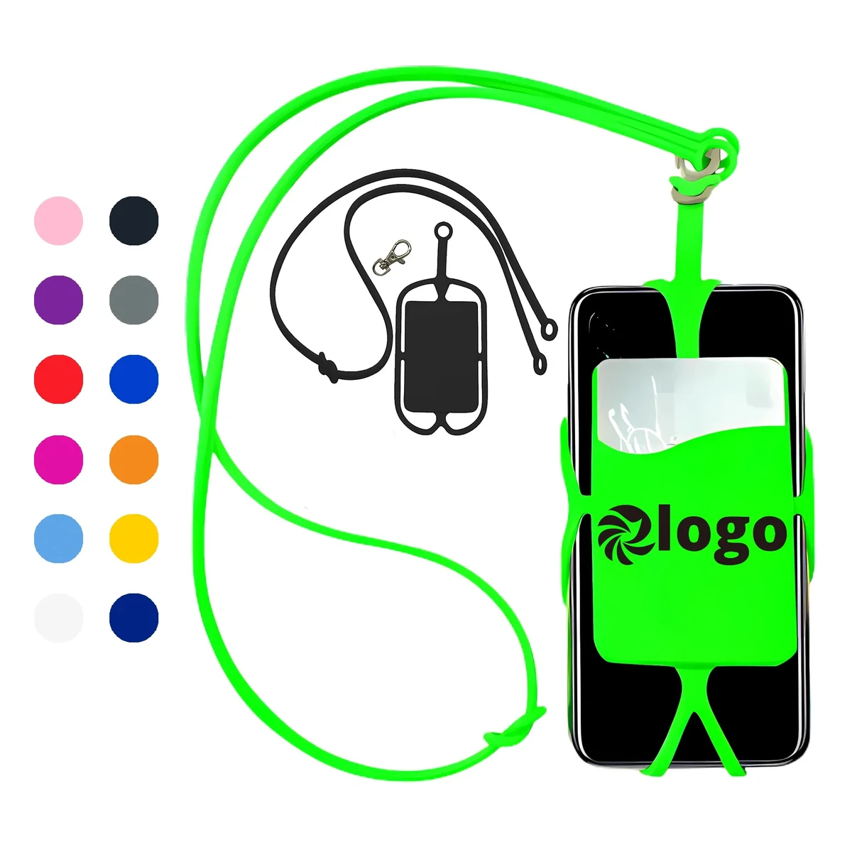 Cell Phone Lanyard w/Card Pocket And Silicone Neck Strap 1