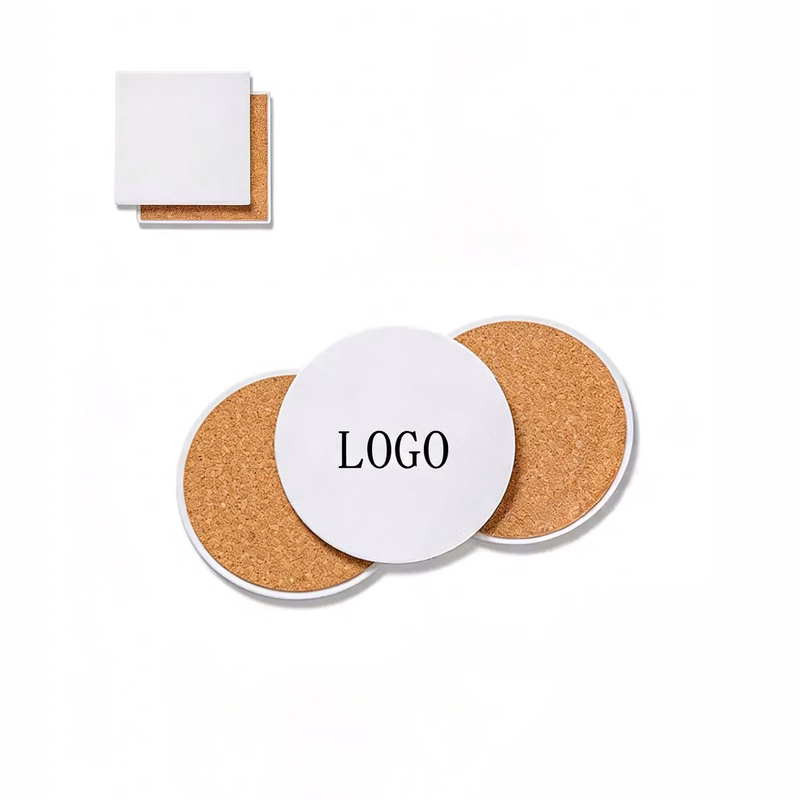 White Blank Ceramic Coaster Round Square Absorbent